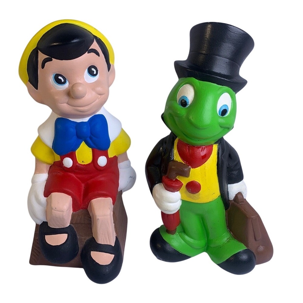 Vintage Walt Disney Pinocchio and Jiminy‎ Cricket Ceramic Figurines Set Kidcore